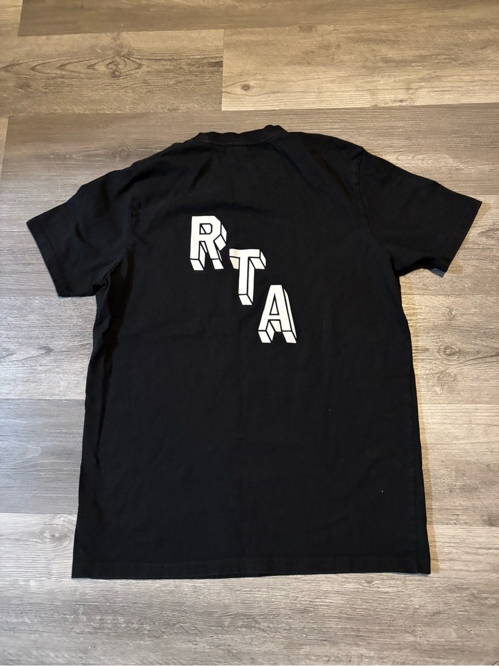 RtA Black Short-Sleeve Tee with White 3D Back Logo